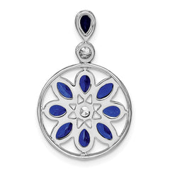 14k White Gold Pear and Marquise Sapphire and Diamond Circle Chain Slide