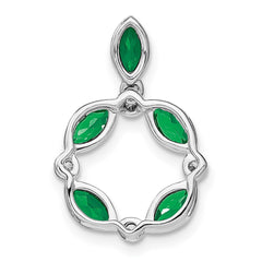 14k White Gold Marquise Emerald and Diamond Circle Chain Slide