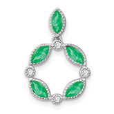 14k White Gold Marquise Emerald and Diamond Circle Chain Slide