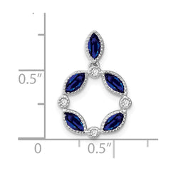 14k White Gold Marquise Sapphire and Diamond Circle Chain Slide - 2