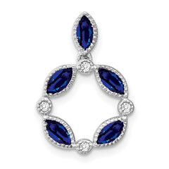14k White Gold Marquise Sapphire and Diamond Circle Chain Slide - 2