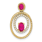 14k Oval and Round Ruby and Diamond Oval Pendant