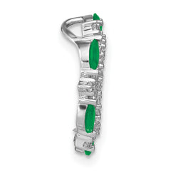 14k White Gold Marquise Emerald and Diamond Circle Chain Slide - 2