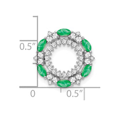 14k White Gold Marquise Emerald and Diamond Circle Chain Slide - 2