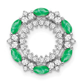 14k White Gold Marquise Emerald and Diamond Circle Chain Slide - 2