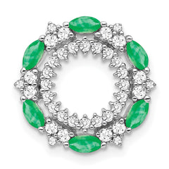 14k White Gold Marquise Emerald and Diamond Circle Chain Slide - 2