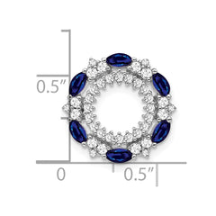 14k White Gold Marquise Sapphire and Diamond Circle Chain Slide