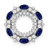 14k White Gold Marquise Sapphire and Diamond Circle Chain Slide