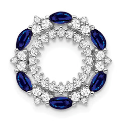 14k White Gold Marquise Sapphire and Diamond Circle Chain Slide