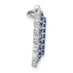 14k White Gold Sapphire and Diamond Sunburst Chain Slide