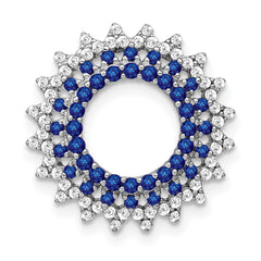 14k White Gold Sapphire and Diamond Sunburst Chain Slide