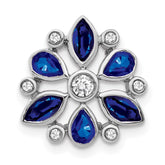 14k White Gold Pear and Marquise Sapphire and Diamond Chain Slide