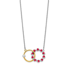 14k Two-tone Ruby and Diamond Interlocked Rings 18 inch Necklace