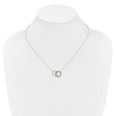 14k Two-tone Ruby and Diamond Interlocked Rings 18 inch Necklace