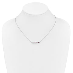 14k White Gold Octagon Ruby and Diamond 18 inch Bar Necklace