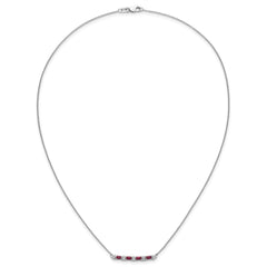 14k White Gold Octagon Ruby and Diamond 18 inch Bar Necklace