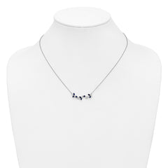 14k White Gold Marquise Sapphire and Diamond Floral 18 inch Bar Necklace