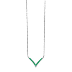 14k White Gold Emerald 18 inch V-Necklace