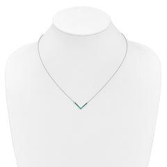 14k White Gold Emerald 18 inch V-Necklace