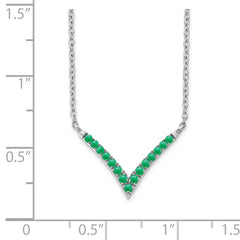14k White Gold Emerald 18 inch V-Necklace