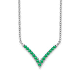 14k White Gold Emerald 18 inch V-Necklace