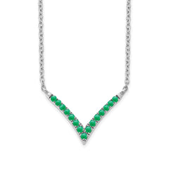 14k White Gold Emerald 18 inch V-Necklace