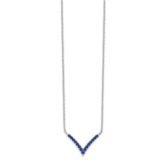 14k White Gold Sapphire 18 inch V-Necklace