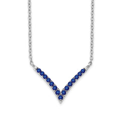 14k White Gold Sapphire 18 inch V-Necklace