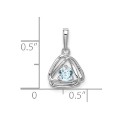 14k White Gold Aquamarine Triangle Pendant
