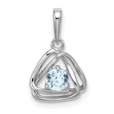 14k White Gold Aquamarine Triangle Pendant