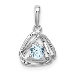 14k White Gold Aquamarine Triangle Pendant