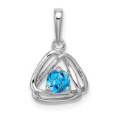 14k White Gold Blue Topaz Triangle Pendant