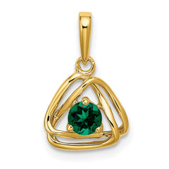 14k Created Emerald Triangle Pendant
