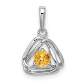 14k White Gold Citrine Triangle Pendant