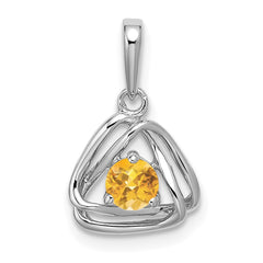 14k White Gold Citrine Triangle Pendant
