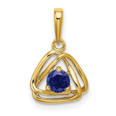 14k Created Sapphire Triangle Pendant