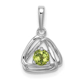 14k White Gold Peridot Triangle Pendant