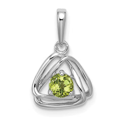 14k White Gold Peridot Triangle Pendant