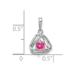 14k White Gold Pink Tourmaline Triangle Pendant