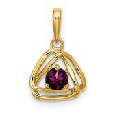 14k Rhodolite Garnet Triangle Pendant