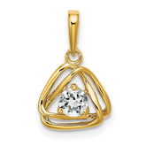 14k White Topaz Triangle Pendant
