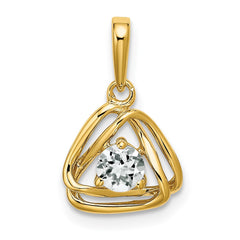14k White Topaz Triangle Pendant