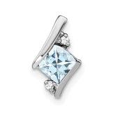 14K White Gold Cushion Aquamarine and Diamond Chain Slide