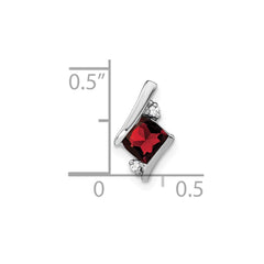 Sterling Silver Antique Cushion Garnet and Diamond Pendant