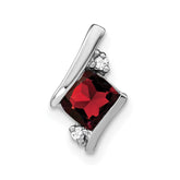 14K White Gold Cushion Garnet and Diamond Chain Slide