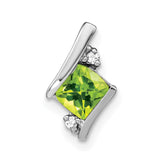 14K White Gold Cushion Peridot and Diamond Chain Slide