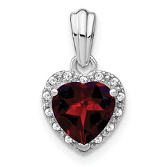 Sterling Silver Rhodium-plated Garnet and Diamond Pendant - 2