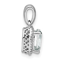 Sterling Silver Rhodium-plated White Topaz and Diamond Pendant - 2