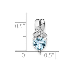 Sterling Silver Rhodium-plated Aquamarine and Diamond Pendant - 2