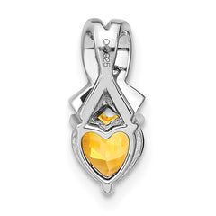 Sterling Silver Rhodium-plated Citrine and Diamond Pendant - 2